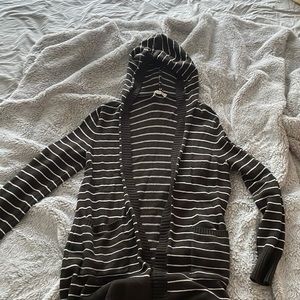 Honey punch brown striped hooded cardigan